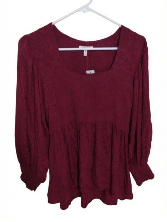Maurices Tops - Maurice's Peasant Top Size XS Burgundy Square Neck‎  Dark Romantic Ren Faire